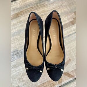 Talbots Black Suede Flats with Bow Detail